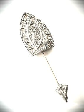 Rare Art Deco Jabot Paste Rhinestone Pin